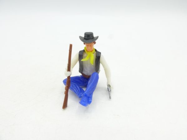 Elastolin 5,4 cm Cowboy sitting with pistol + rifle