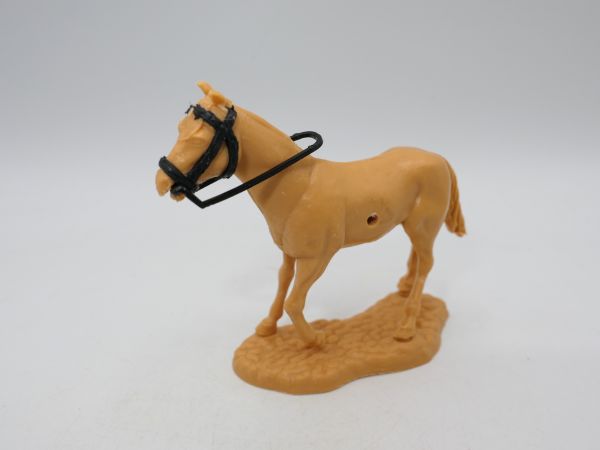 Timpo Toys Seltenes gehendes Pferd, beige mit schwarzen Zügeln