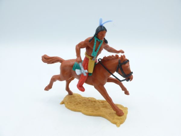 Timpo Toys Indianer 3. Version reitend, Tomahawk seitlich