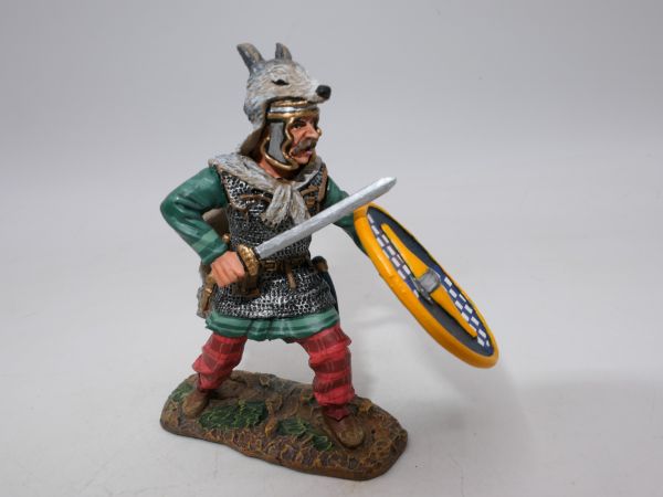 King & Country Barbarians: Stepping warrior with sword + shield, BAR 009