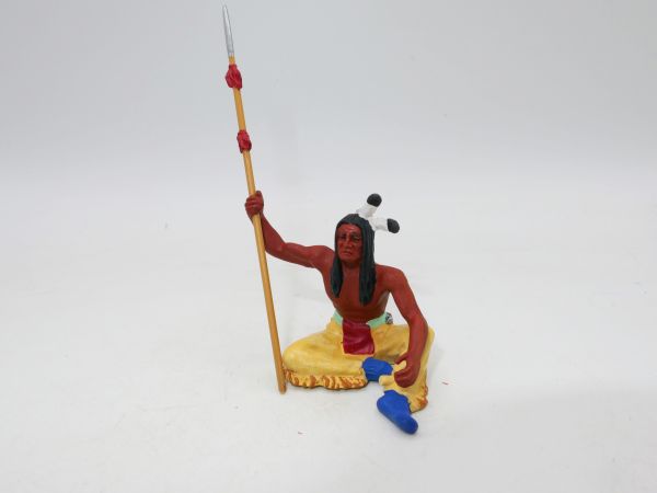 Preiser 7 cm Indian sitting with spear, No. 6835 - with orig. packaging