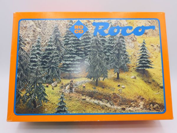 Roco Minitanks Firs + spruces H0, No. 04783A - orig. packaging, on cast