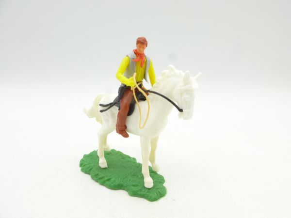 Elastolin 5,4 cm Cowboy reitend mit Lasso - seltenes stehendes Pferd