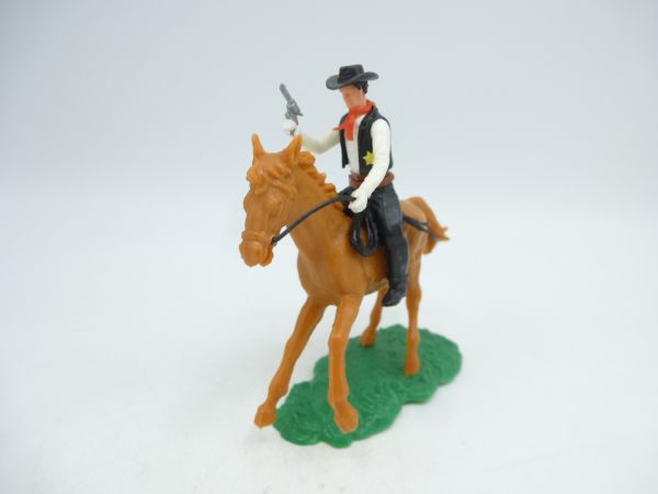 Elastolin 5,4 cm Sheriff reitend mit Pistole - seltenes Pferd