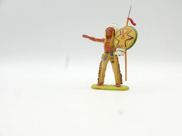 Elastolin 7 cm Chief standing with spear + shield, No. 6802