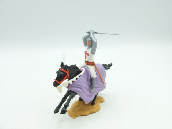 Timpo Toys Kreuzritter 2. Version zu Pferd, Schwert über Kopf schlagend