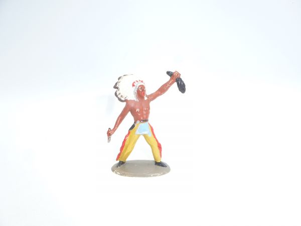 Merten Indian standing with scalp + knife, orange trousers