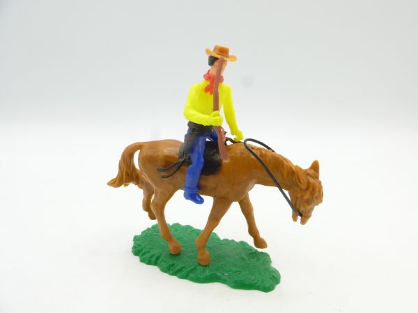Elastolin 5,4 cm Cowboy reitend mit Gewehr - tolles gehendes Pferd