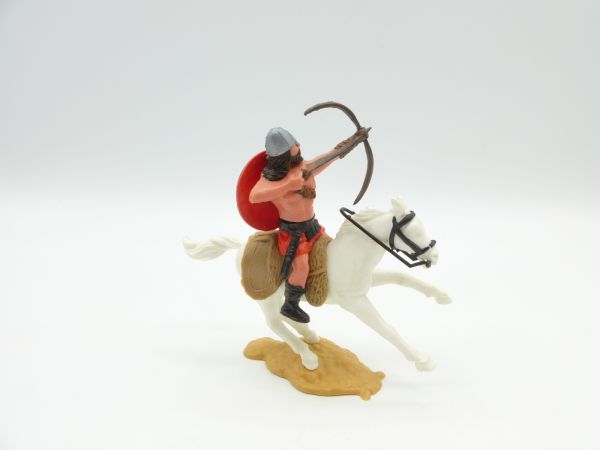 Timpo Toys Wikinger, Bogenschütze reitend, rotes Schild