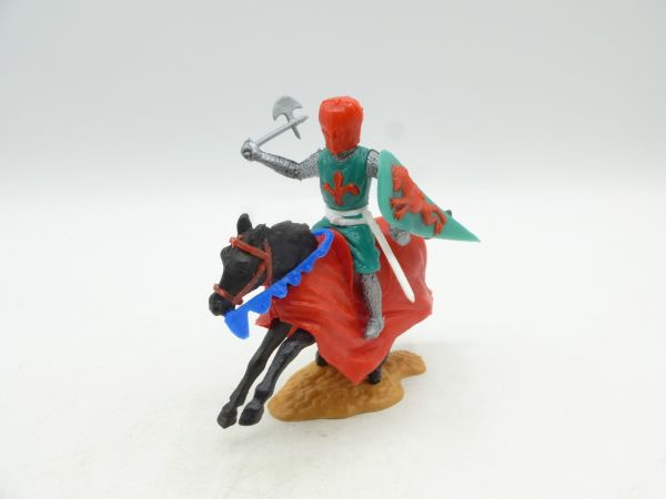 Timpo Toys Medieval knight riding, green/red with battle axe