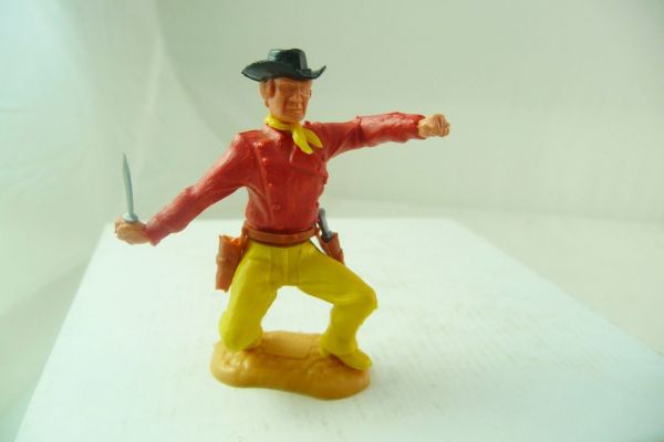 Timpo Toys Cowboy 3. Version hockend mit Messer - tolle Kombi