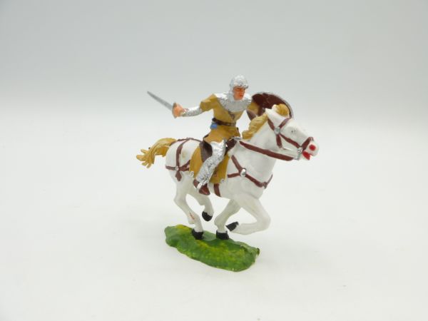 Elastolin 4 cm Norman with sword on horseback, No. 8856, beige - great colour combination
