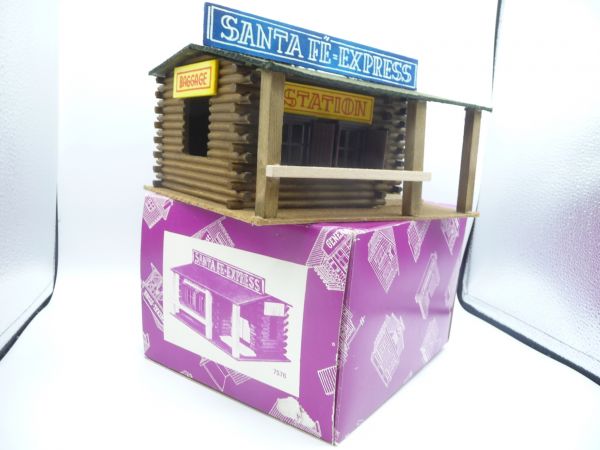 Elastolin Santa-Fé-Express, No. 7576 - orig. packaging, extremely rare building, complete