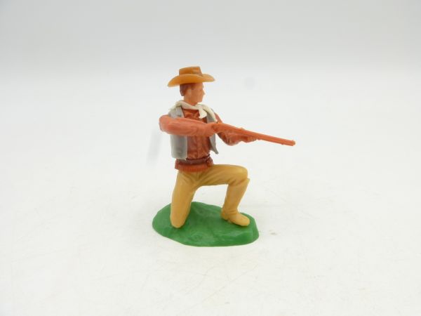 Elastolin 5,4 cm Cowboy kneeling shooting - rare beige lower part