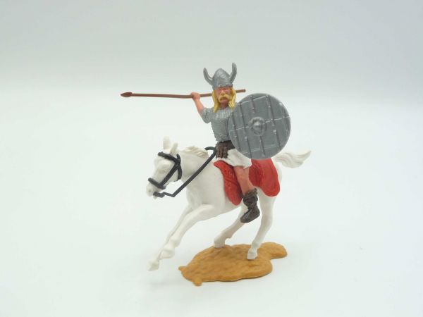 Timpo Toys Viking riding, throwing spear with silver shield (original)