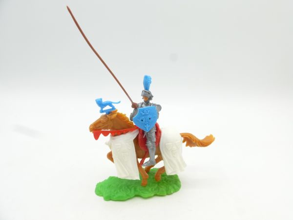 Elastolin 5,4 cm Lance knight on horseback (blue accessories)