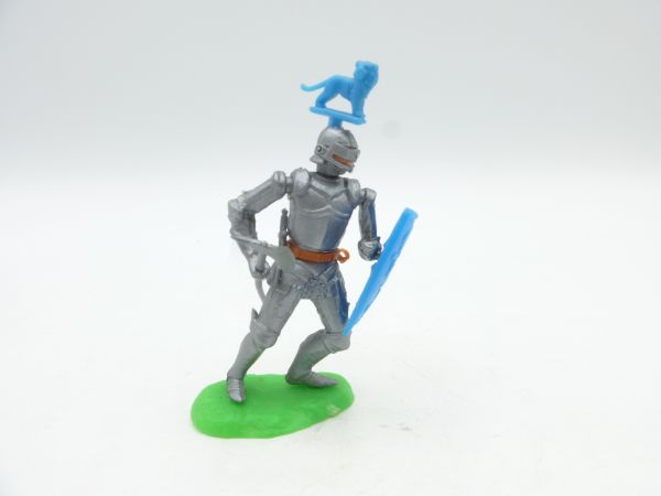 Elastolin 5,4 cm Knight standing with battleaxe + additional weapon