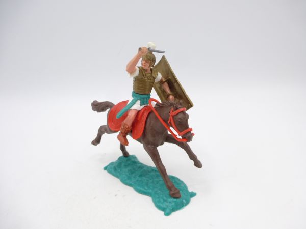Timpo Toys Roman (white) on horse with sword + shield