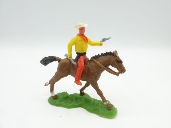 Crescent Toys Cowboy reitend mit Pistole + Gewehr - auf seltenem Originalpferd