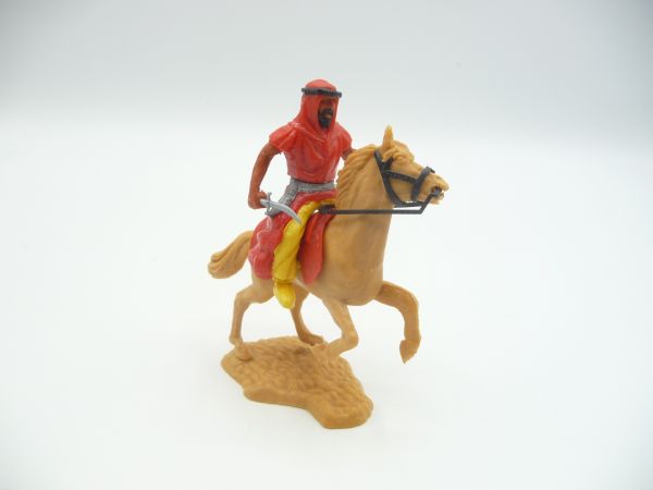 Timpo Toys Araber zu Pferd mit Dolch (rot, gelbes Innenkleid) - schönes Pferd