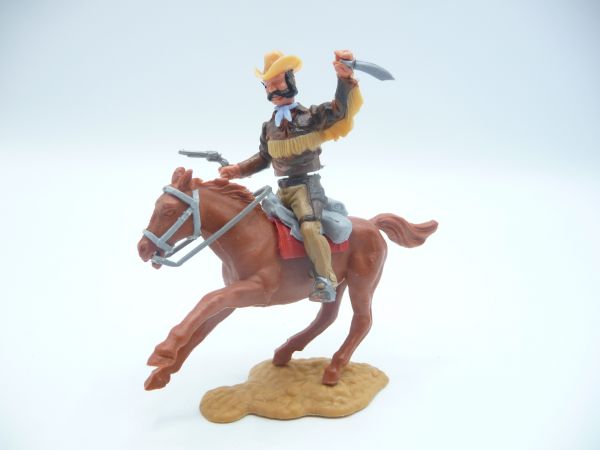 Timpo Toys Cowboy 4. Version reitend mit Pistole + Messer - seltenes Pferd
