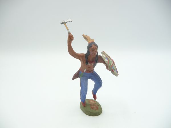 Elastolin Masse Indianer tanzend mit Tomahawk - seltene Farbe, tolle Bemalung