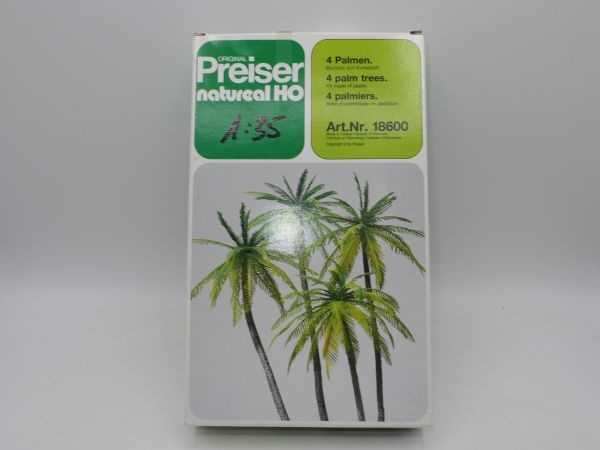 Preiser H0 Natureal: 4 palm trees, No. 18600 - orig. packaging, box inscribed