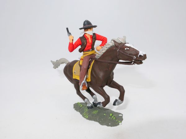 Preiser 7 cm Cowboy zu Pferd / Bandit mit Pistole, Nr. 7001