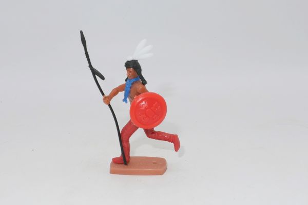 Plasty Indianer laufend mit Speer + Schild - tolle Farbkombi
