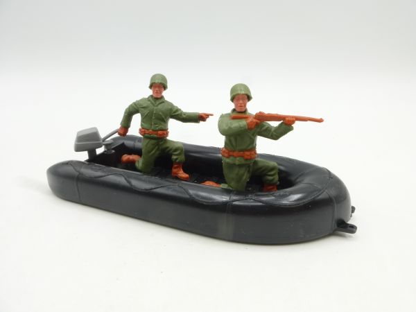 Timpo Toys Schlauchboot (schwarz) mit Amerikanern