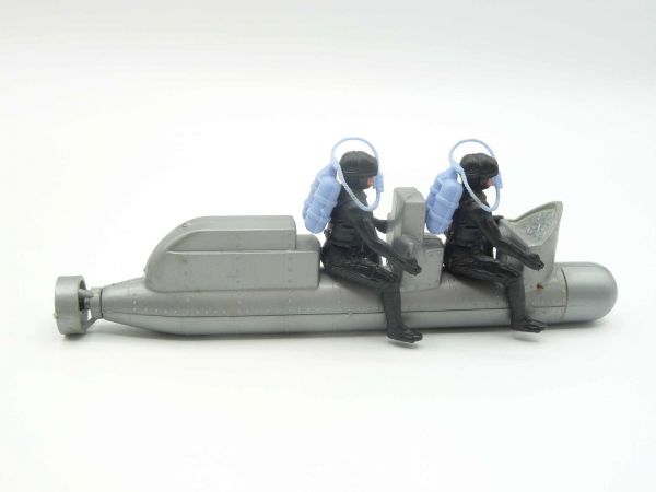 Timpo Toys Submarine with frogmen (light blue bottles)