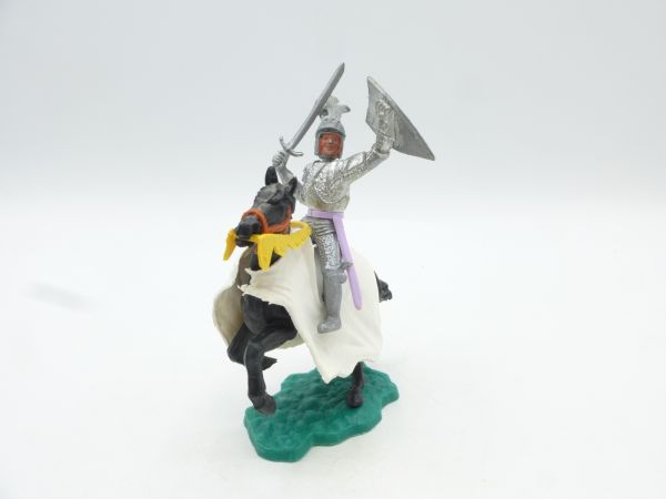Timpo Toys Silver knight 1st version riding with sword + shield