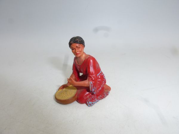 Elastolin 7 cm Indianerin mit Schüssel (made in Austria), Nr. 6832