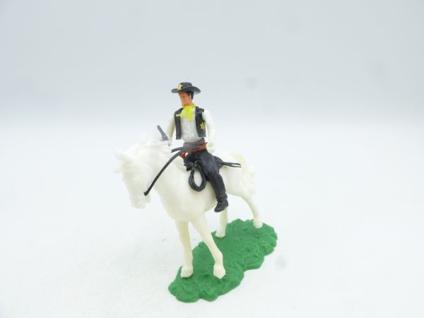 Elastolin 5,4 cm Sheriff reitend mit Pistole - schönes stehendes Pferd