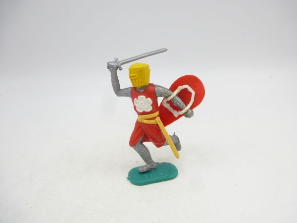 Timpo Toys Mittelalterritter laufend mit Schwert, rot/gelb