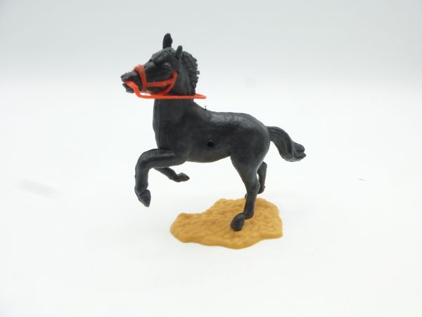 Timpo Toys Pferd aufsteigend, schwarz, rote Zügel