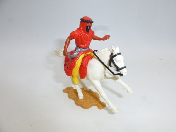 Timpo Toys Arab on horseback, red, grey belt