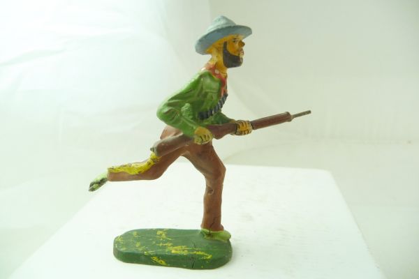Elastolin Masse Cowboy laufend mit Gewehr, grünes Hemd - Vorkrieg