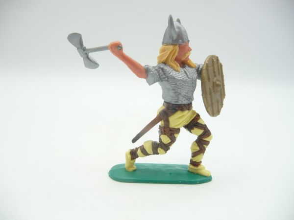 Timpo Toys Viking going forward with double battleaxe + shield