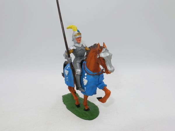 Elastolin 7 cm Ritter zu Pferd, Lanze hoch, Nr. 8965 - mit Originalpreisschild