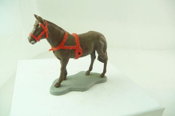 Timpo Toys Seltenes Kutschpferd, braun mit rotem Zaumzeug - Top-Zustand
