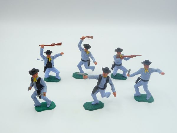 Timpo Toys Cowboys 3. Version zu Fuß (6 Figuren), hellblau - schöner Satz