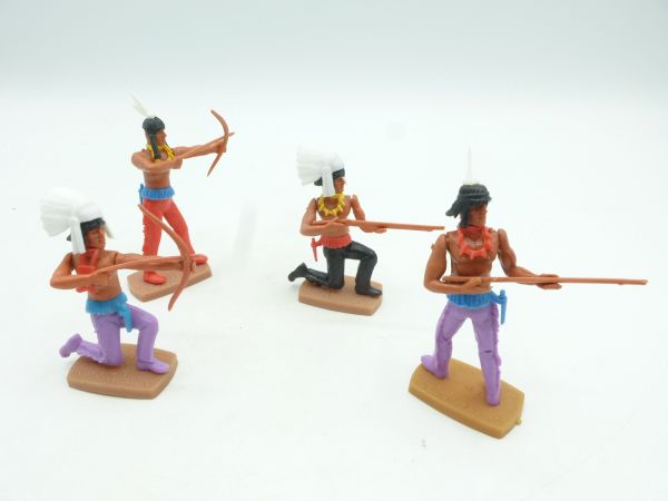 Plasty Gruppe Indianer schießend (4 Figuren), abnehmbare Waffen