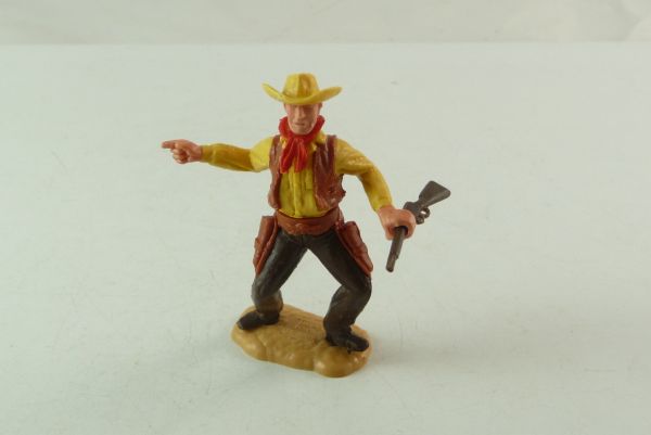 Timpo Toys Cowboy 2. Version auf schönem Unterteil mit gelbem Hut