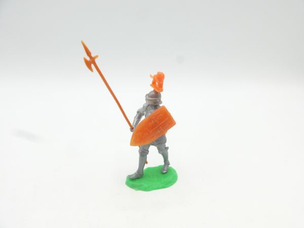 Elastolin 5,4 cm Ritter stehend mit Spieß + Schild (orange/braunes Schild)