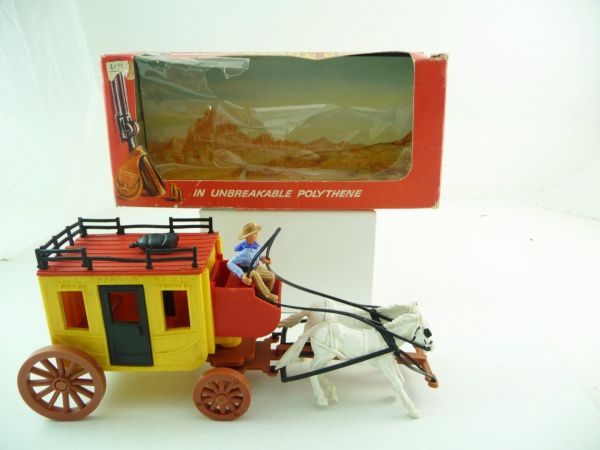 Timpo Toys Postkutsche 1. Version - seltene Box, Kutsche sehr guter Zustand