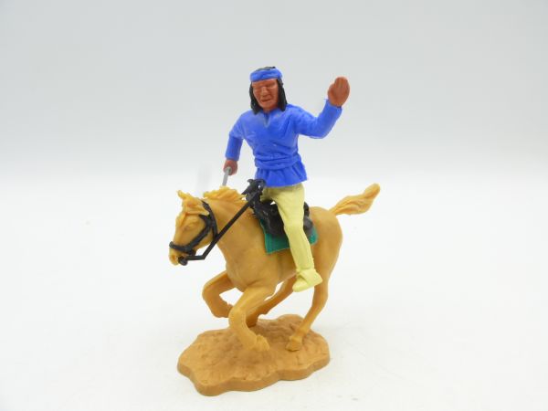 Timpo Toys Apache riding blue with knife, greeting