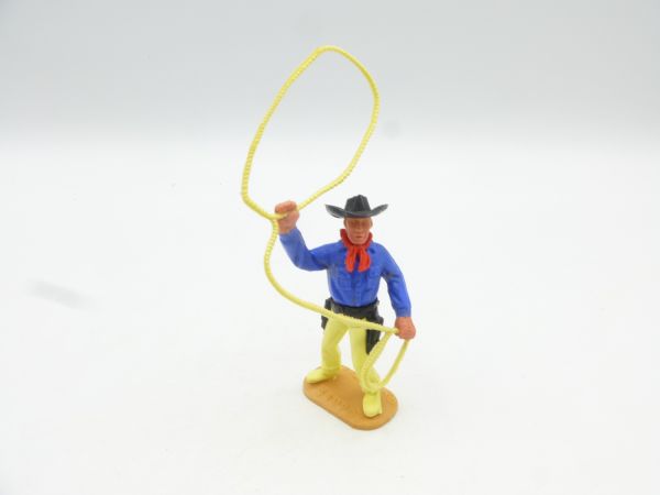 Timpo Toys Cowboy 2. Version mit Lasso, blaues Hemd