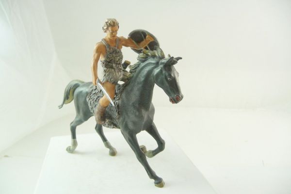 Modification 7 cm Warrior on horseback with sword + shield - great work + painting