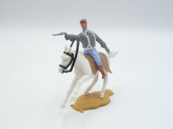 Timpo Toys Confederate Army soldier 2nd version riding, firing pistol